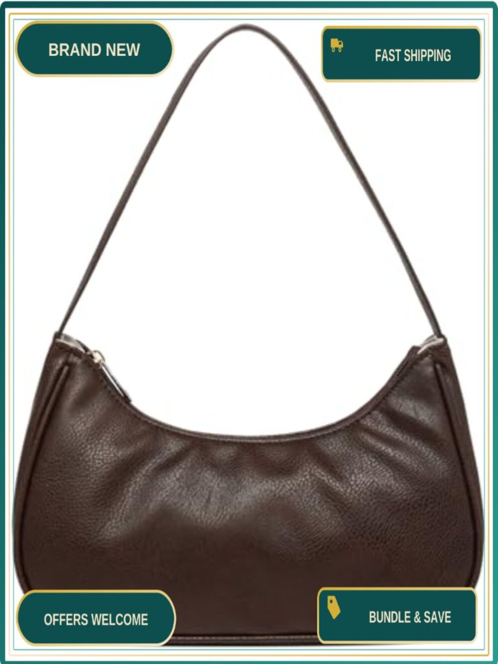 Vegan Leather Hobo Shoulder Bag Sling Tote Handbag Retro Clutch Purse